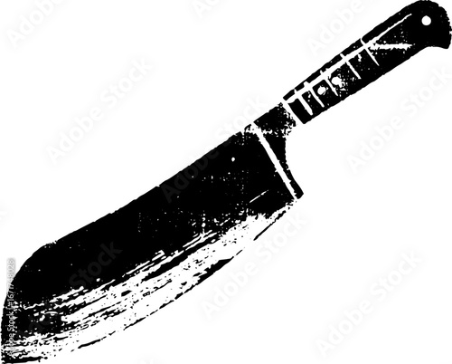 Grunge black and white machete illustration for urban design and decor
