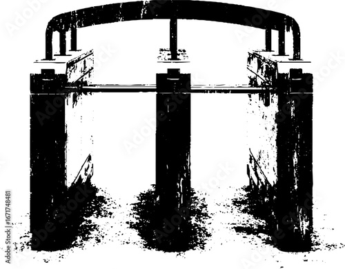 Grunge black and white metro turnstile illustration for urban design projects