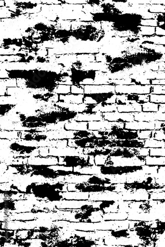 Grunge black and white design of vintage brick wall for urban art and decoration