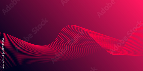 Abstract glowing wave lines on gradient pink background. Dynamic wave pattern. Modern flowing wavy lines. Futuristic technology concept. Suit for banner, poster, cover, brochure, flyer, website