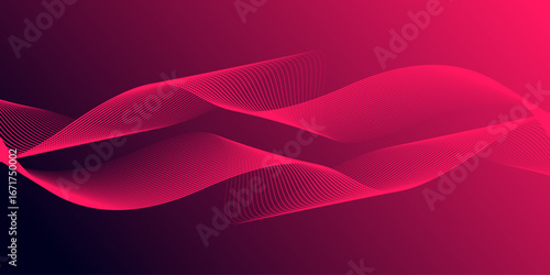 Abstract glowing wave lines on gradient pink background. Dynamic wave pattern. Modern flowing wavy lines. Futuristic technology concept. Suit for banner, poster, cover, brochure, flyer, website