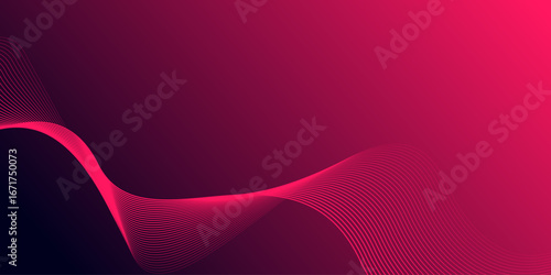 Abstract glowing wave lines on gradient pink background. Dynamic wave pattern. Modern flowing wavy lines. Futuristic technology concept. Suit for banner, poster, cover, brochure, flyer, website