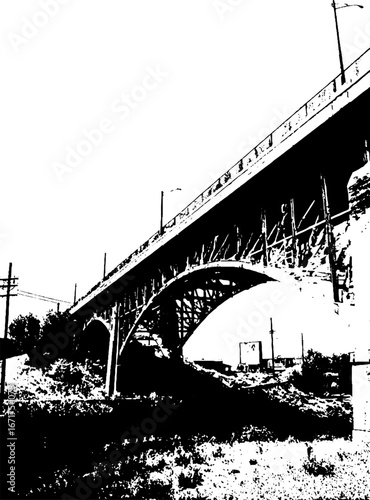 Grunge black and white urban overpass art for design