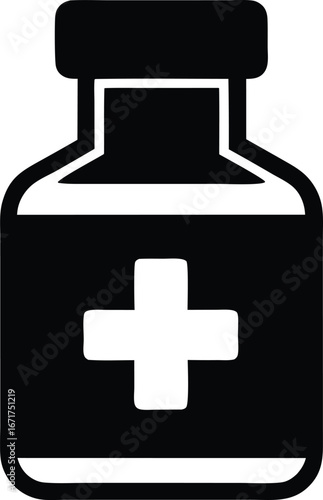 Emergency medicine bottle vector icon.