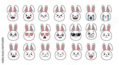 Bunny Emoji Collection Expressive Rabbit Faces for Digital Communication