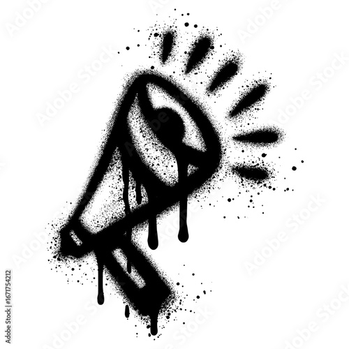 Spray Painted Graffiti Megaphone icon Sprayed isolated with a white background. Vector illustration.