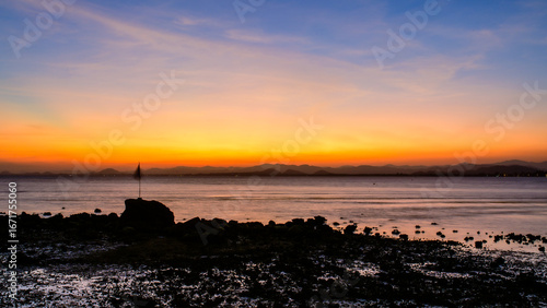 sunset over the river