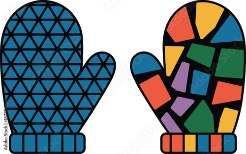 Colorful mittens vector illustration winter gloves apparel art