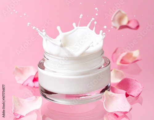 Glass Skincare Jar with Petal Splash