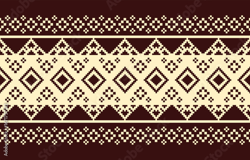 Christmas and New Year purple and white seamless pattern, fairytale pixel pattern in white and green with Nordic snowflakes for winter hats, ugly sweaters, jumpers. wallpaper, paper or other design