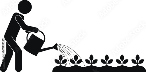 Watering plants vector illustration gardening and agriculture