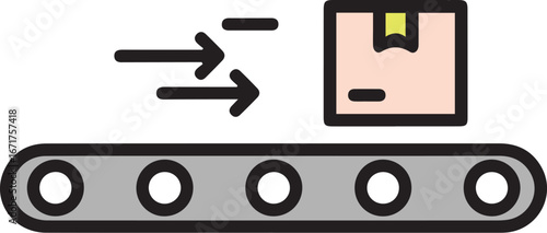 Seamless product delivery via automated conveyor belt with shipping box moving forward