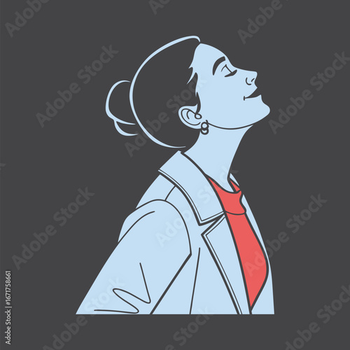 Vector illustration of a woman and a woman with a profile view in cartoon style
