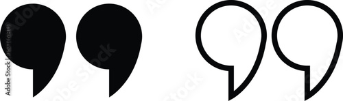 Quotation mark icon set, quote symbols collection in solid and outline style, typography punctuation vector for design, publishing, books, blogs, posters, social media, and branding