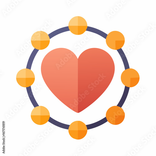 Heart Shape Surrounded by Circular Ornaments Symbolizing Love and Unity