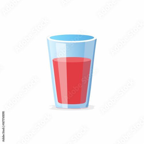 Illustration of Refreshing Red Juice in a Tall Glass with Blue Rim