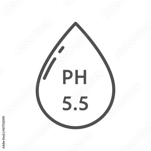 Ph 5.5 icon, line simple set. Neutral balance skin, thin line web symbol. Drop with PH symbol. tested products for skin, hair and food. Healthcare cosmetic natural 