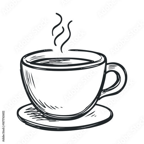 Warm beverage in a cup for cozy moments and relaxation. Halloween vector illustration