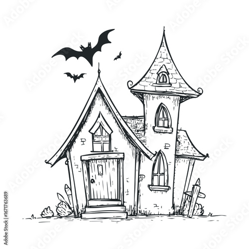 Haunted house design for Halloween celebrations and events. Halloween vector illustration