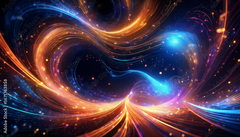 Fototapeta premium an abstract representation of a flower with swirling colors and shapes