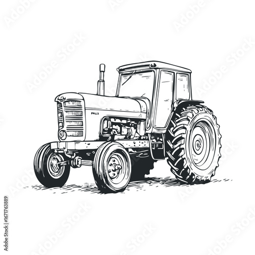 Vintage tractor design for agricultural projects and artwork. Halloween vector illustration