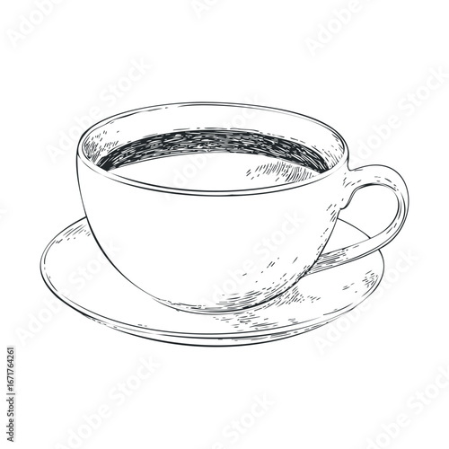 Elegant coffee cup on saucer for beverage lovers and art designs. Halloween vector illustration