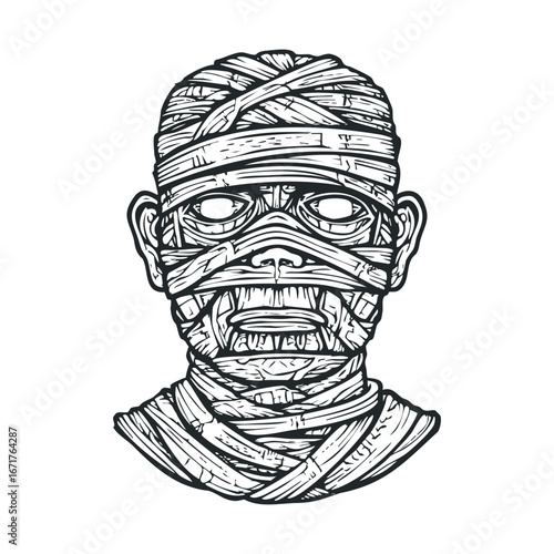 Mummy character design for Halloween celebration and decorations. Halloween vector illustration
