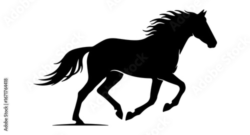 Vector illustration of horse silhouettes. Horse different poses isolated on transparent background. Chinese New Year of the horse 2026 symbol