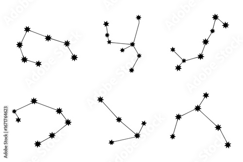 Constellations patterns against night sky,  distinct celestial configurations, highlighting patterns of stars