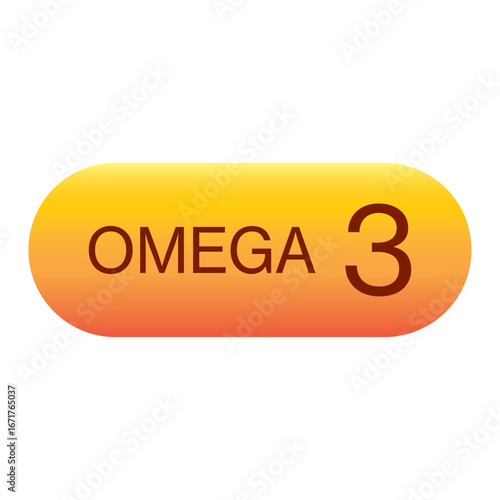 Fish oil supplement, single colorful capsule icon, gelatin shell, fish oil, omega 3, Vitamin pill. Evening primrose oil or borage . Healthy lifestyle concept Vector illustration EPS 10.