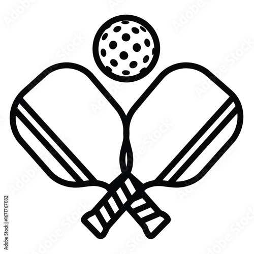 Pickleball  A Graphic Representation of Paddles and Ball for Sport Activities