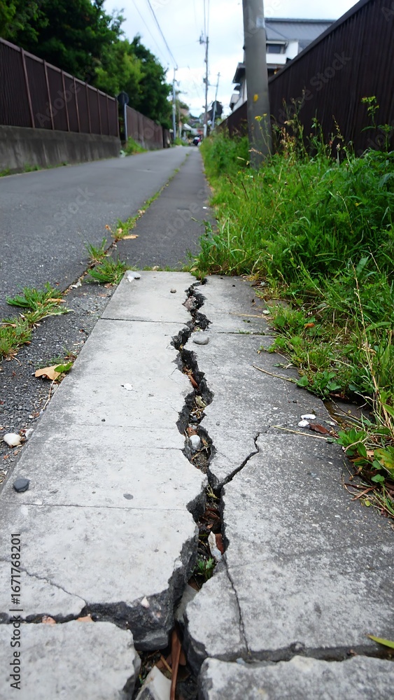 Obraz premium Cracked concrete sidewalk