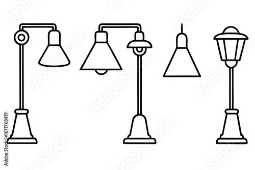 Medical Lamp Icons Collection Minimal Line Art Style