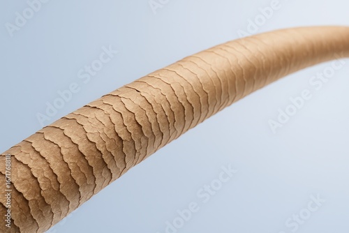 Closeup of human hair under microscope, brown hair strand with cuticle scales, hair structure illustration, keratin layers texture, magnified view of hair shaft, trichology concept, damaged hair surfa