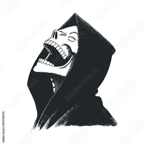 Dark and eerie skull illustration for Halloween design purposes. Halloween vector illustration