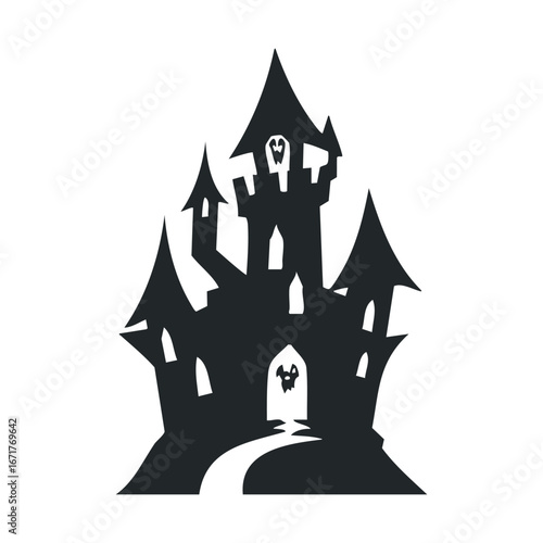 Dark castle silhouette design for Halloween celebration. Halloween vector illustration