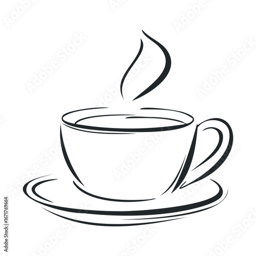 Elegant coffee cup with steam rising for cafe branding and design. Halloween vector illustration