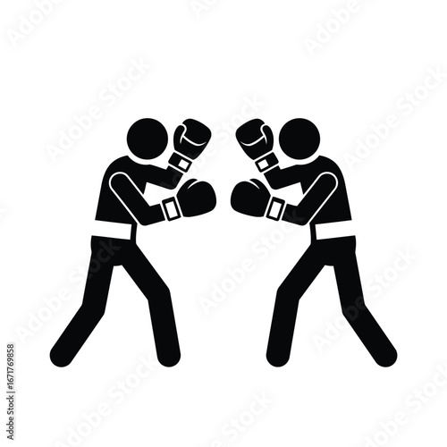 Dynamic illustration of stick figures in a boxing match, showcasing competitive spirit and sport challenge.