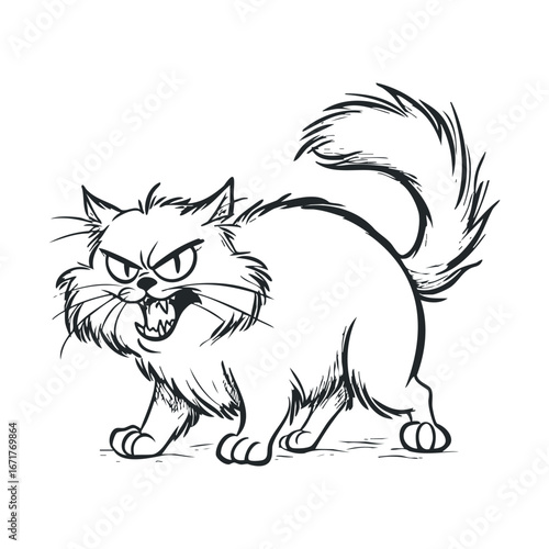 Angry cat illustration for playful designs and creative projects. Halloween vector illustration