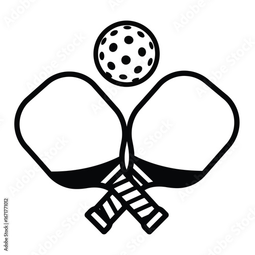 Pickleball Racket and Ball Illustration A Simplified Sports Icon