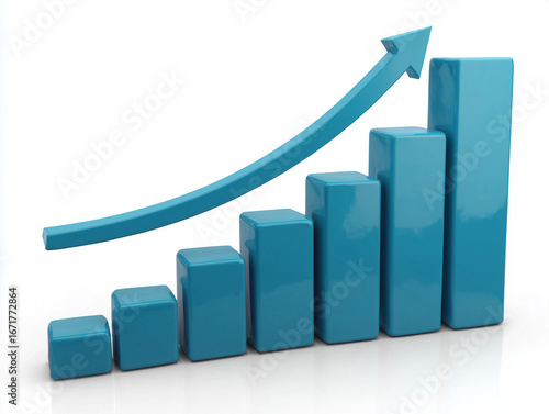 Free Download Blue Glossy Bar Chart with Upward Arrow - GFXLoad