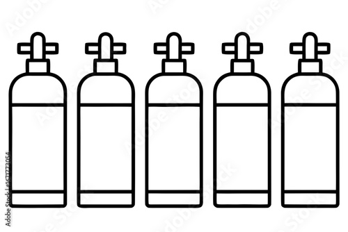 Medical Oxygen Tank Outline Icons Clean