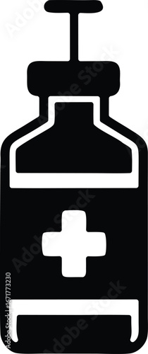 Vaccine bottle vector icon.
