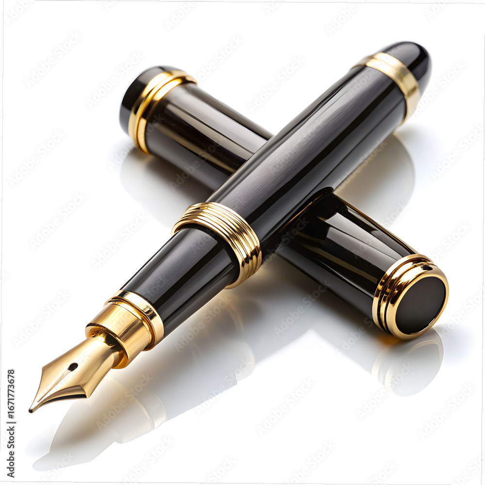 Fototapeta premium luxury fountain pen on white surface