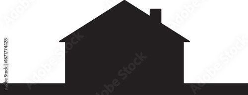 Simple black house silhouette on a white background, perfect for real estate or design projects