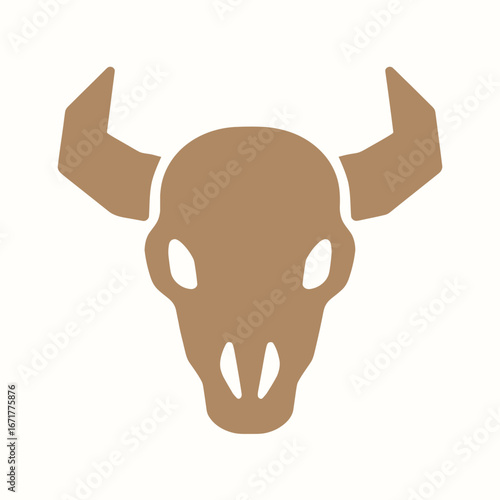 Stylized Animal Skull Illustration with Antlers in Minimalist Design