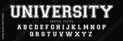 Classic university font. Vintage sport font in american style for football, baseball or basketball logos and t-shirt. Athletic department typeface, varsity style font. Vector
