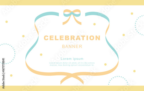 Cute colorful celebration background with confetti and ribbons.