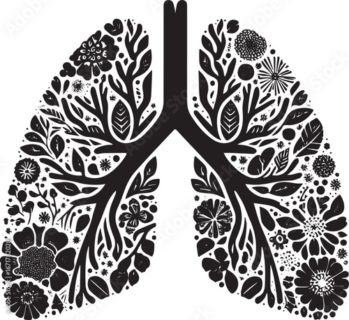 Botanical Lungs Vector Illustration for Respiratory Health Awareness Concept
