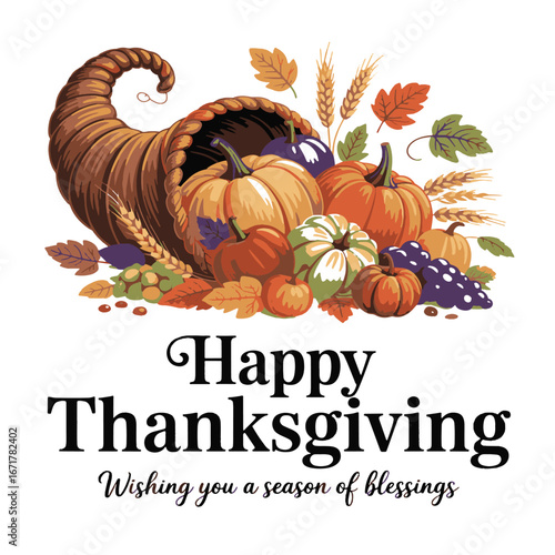 vector illustration of happy thanksgiving card